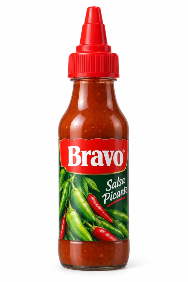 Salsa picante botella roja