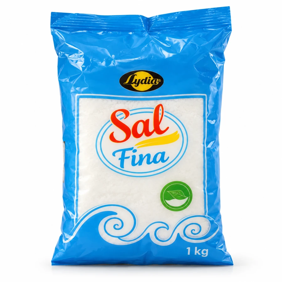 Sal fina en bolsa azul