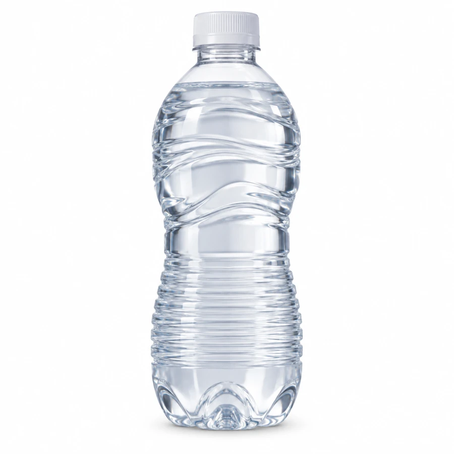 Agua embotellada sin marca legible