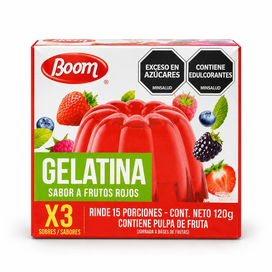 Gelatina Boom Frutos Rojos