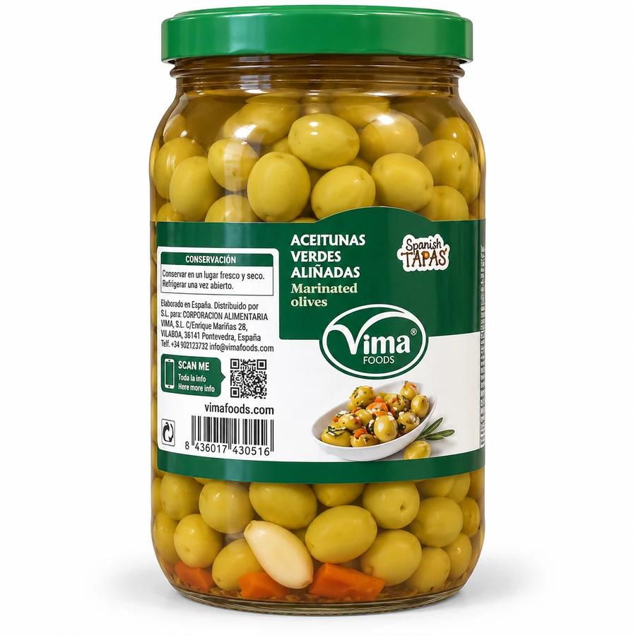 Aceitunas verdes aliñadas Vima